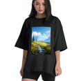 thumbnail image 1 of Plus Size Shirt for Women Black Tops for Women Short Sleeves Shirt for Women Summer Landscape 1 T Shirt Crewneck Shirt for Women XL, 1 of 5