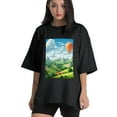thumbnail image 1 of Plus Size Shirt for Women Black Tops for Women Short Sleeves Shirt for Women Sunny Day T Shirt Crewneck Shirt for Women 5XL, 1 of 5
