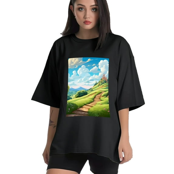 Plus Size Shirt for Women Black Tops for Women Short Sleeves Shirt for Women Sunny Day1 T Shirt Crewneck Shirt for Women 4XL