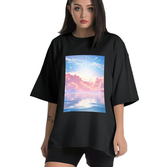 Plus Size Shirt for Women Black Tops for Women Short Sleeves Shirt for Women Surface 1 T Shirt Crewneck Shirt for Women 4XL