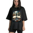 thumbnail image 1 of Plus Size Shirt for Women Black Tops for Women Short Sleeves Shirt for Women Swans T Shirt Crewneck Shirt for Women XS, 1 of 5