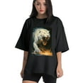 thumbnail image 1 of Plus Size Shirt for Women Black Tops for Women Short Sleeves Shirt for Women Tiger 9 T Shirt Crewneck Shirt for Women 2XL, 1 of 5