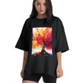 thumbnail image 1 of Plus Size Shirt for Women Black Tops for Women Short Sleeves Shirt for Women Tree 4 T Shirt Crewneck Shirt for Women 5XL, 1 of 5