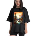 thumbnail image 1 of Plus Size Shirt for Women Black Tops for Women Short Sleeves Shirt for Women Trees T Shirt Crewneck Shirt for Women XL, 1 of 5