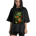 thumbnail image 1 of Plus Size Shirt for Women Black Tops for Women Short Sleeves Shirt for Women Tropical Plants T Shirt Crewneck Shirt for Women XL, 1 of 5