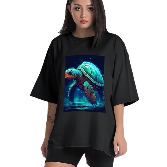 Plus Size Shirt for Women Black Tops for Women Short Sleeves Shirt for Women Turtle T Shirt Crewneck Shirt for Women XL