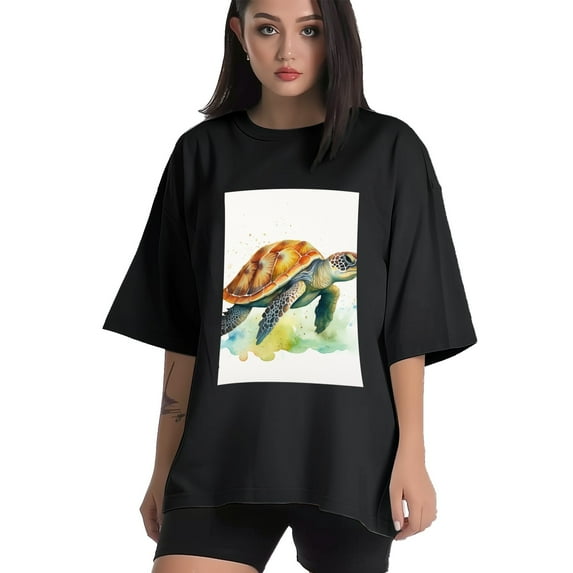Plus Size Shirt for Women Black Tops for Women Short Sleeves Shirt for Women Turtle T Shirt Crewneck Shirt for Women XS