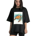 thumbnail image 1 of Plus Size Shirt for Women Black Tops for Women Short Sleeves Shirt for Women Turtle T Shirt Oversized Shirt for Women S, 1 of 5