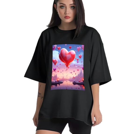 Plus Size Shirt for Women Black Tops for Women Short Sleeves Shirt for Women Valentine's Day (27) T Shirt Oversized Shirt for Women S