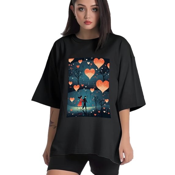Plus Size Shirt for Women Black Tops for Women Short Sleeves Shirt for Women Valentine's Day T Shirt Crewneck Shirt for Women XL