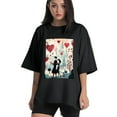 thumbnail image 1 of Plus Size Shirt for Women Black Tops for Women Short Sleeves Shirt for Women Valentine's Day T Shirt Crewneck Shirt for Women XL, 1 of 5