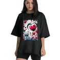 thumbnail image 1 of Plus Size Shirt for Women Black Tops for Women Short Sleeves Shirt for Women Valentine's Day T Shirt Crewneck Shirt for Women XS, 1 of 5