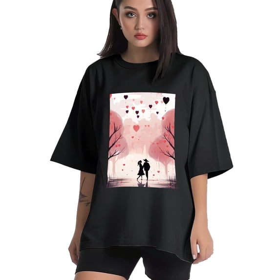 Plus Size Shirt for Women Black Tops for Women Short Sleeves Shirt for Women Valentine's Day T Shirt Oversized Shirt for Women S
