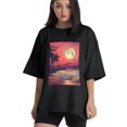 thumbnail image 1 of Plus Size Shirt for Women Black Tops for Women Short Sleeves Shirt for Women Vaporwave 3 T Shirt Crewneck Shirt for Women 5XL, 1 of 5