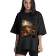thumbnail image 1 of Plus Size Shirt for Women Black Tops for Women Short Sleeves Shirt for Women Village T Shirt Crewneck Shirt for Women XL, 1 of 5