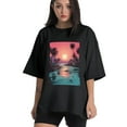 thumbnail image 1 of Plus Size Shirt for Women Black Tops for Women Short Sleeves Shirt for Women Vintage Landscape T Shirt Crewneck Shirt for Women XL, 1 of 5