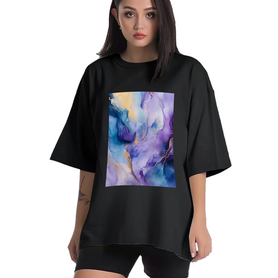 Plus Size Shirt for Women Black Tops for Women Short Sleeves Shirt for Women Vortex T Shirt Crewneck Shirt for Women XL