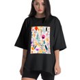 thumbnail image 1 of Plus Size Shirt for Women Black Tops for Women Short Sleeves Shirt for Women Watercolor Flower1 T Shirt Crewneck Shirt for Women XL, 1 of 5