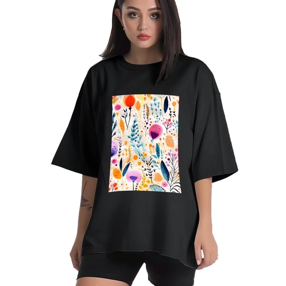 Plus Size Shirt for Women Black Tops for Women Short Sleeves Shirt for Women Watercolor Flower1 T Shirt Crewneck Shirt for Women XL