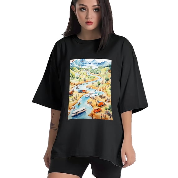 Plus Size Shirt for Women Black Tops for Women Short Sleeves Shirt for Women Watercolor T Shirt Crewneck Shirt for Women 2XL