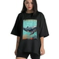 thumbnail image 1 of Plus Size Shirt for Women Black Tops for Women Short Sleeves Shirt for Women Whale T Shirt Crewneck Shirt for Women 2XL, 1 of 5