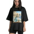 thumbnail image 1 of Plus Size Shirt for Women Black Tops for Women Short Sleeves Shirt for Women White Flower3 T Shirt Crewneck Shirt for Women XS, 1 of 5