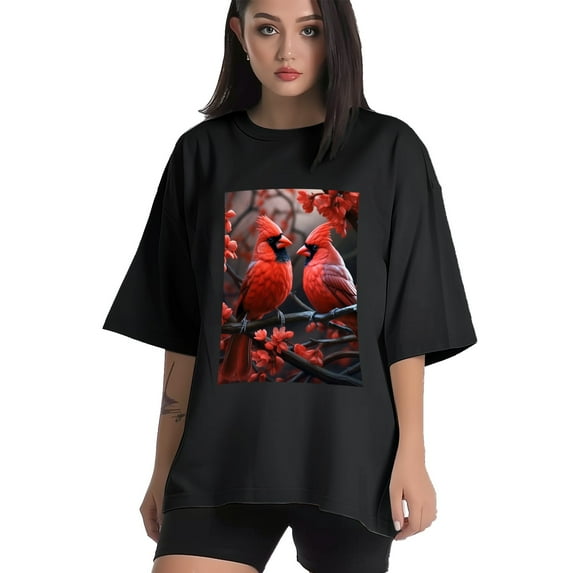 Plus Size Shirt for Women Oversized Black Tops for Women Short Sleeves Shirt for Women Cardinal 3 T Shirt Crewneck Shirt for Women M