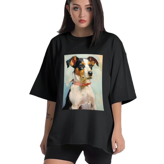 Plus Size Shirt for Women Oversized Black Tops for Women Short Sleeves Shirt for Women Dog T Shirt Crewneck Shirt for Women M