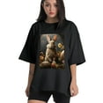 thumbnail image 1 of Plus Size Shirt for Women Oversized Black Tops for Women Short Sleeves Shirt for Women Easter T Shirt Crewneck Shirt for Women M, 1 of 5