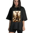 thumbnail image 1 of Plus Size Shirt for Women Oversized Black Tops for Women Short Sleeves Shirt for Women Easter T Shirt Crewneck Shirt for Women M, 1 of 5