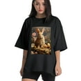 thumbnail image 1 of Plus Size Shirt for Women Oversized Black Tops for Women Short Sleeves Shirt for Women Easter T Shirt Crewneck Shirt for Women M, 1 of 5
