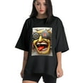 thumbnail image 1 of Plus Size Shirt for Women Oversized Black Tops for Women Short Sleeves Shirt for Women Robot Face 4 T Shirt Crewneck Shirt for Women M, 1 of 5