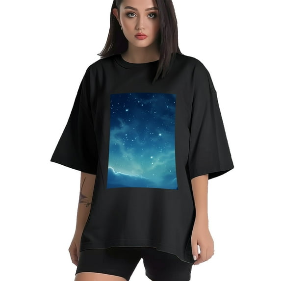 Plus Size Shirt for Women Oversized Black Tops for Women Short Sleeves Shirt for Women Sky 5 T Shirt Crewneck Shirt for Women M
