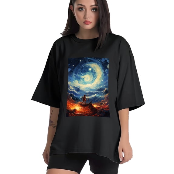 Plus Size Shirt for Women Oversized Black Tops for Women Short Sleeves Shirt for Women Sky 8 T Shirt Crewneck Shirt for Women M