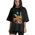thumbnail image 1 of Plus Size Shirt for Women Oversized Black Tops for Women Short Sleeves Shirt for Women Space 2 T Shirt Crewneck Shirt for Women M, 1 of 5