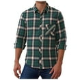 thumbnail image 1 of Plus Size Shirts for Men with Pocket Big & Tall M-5X Long Sleeve Shackets Shirt Button-Down Collared Cotton Blend Plaid Printed Work Tops, 1 of 5