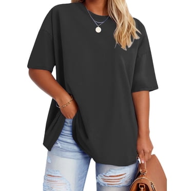 NISVIYA Plus Size Tops for WomenCasual Short Sleeve Shirts Loose Trendy Summer Tunics Black 3XL