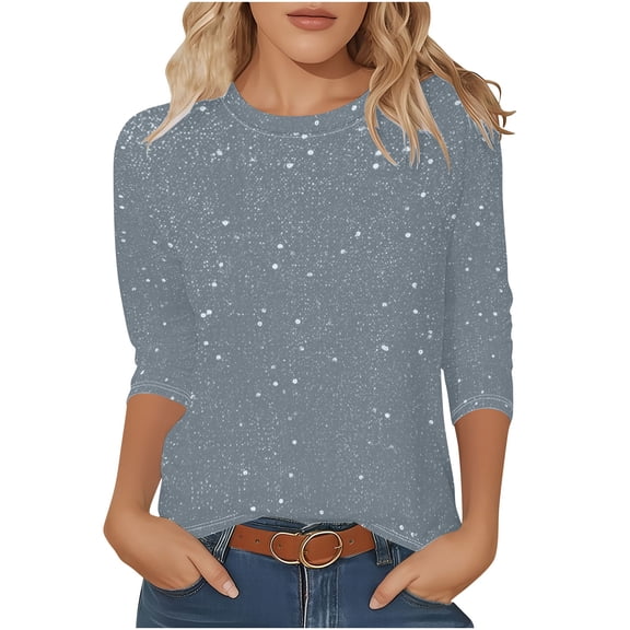 Plus Size Shirts for Women Dressy 3/4 Sleeve Tops Casual Crewneck T-Shirts 2026 Summer Vacation Outfits