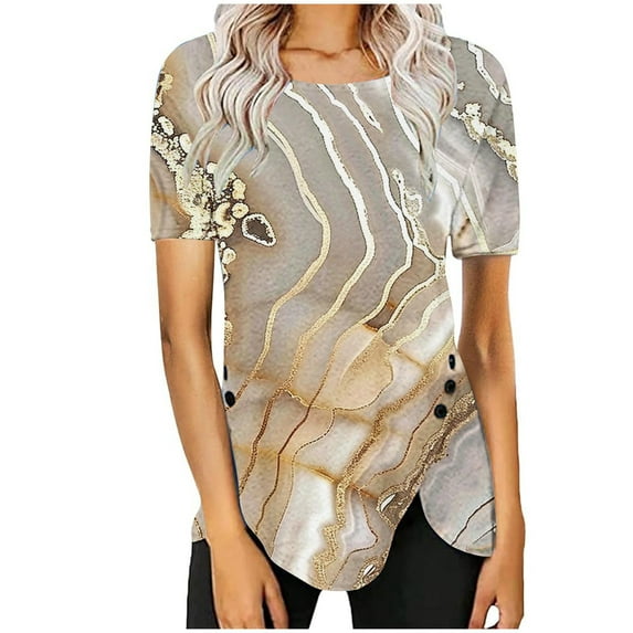 Plus Size Shirts for Women Hide Belly Tunic 2025 Summer Summer Tops for Women 2025 Vacation Solid Color Tshirts