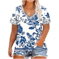thumbnail image 1 of Plus Size Shirts for Women Vintage Floral Print V-Neck Top Short Sleeve Loose Blouse Casual Summer Tops Trendy Outfits 2026, 1 of 6