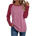 thumbnail image 1 of Plus Size Shirts for Womens Fall Fashion Long Sleeved Round Neck Solid Color Top/shirt, 1 of 5