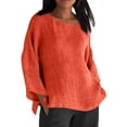 thumbnail image 1 of Plus Size Shirts for Womens Fall Fashion Solid Color Crew Neck Long Sleeve Casual Shirt/Tops, 1 of 6