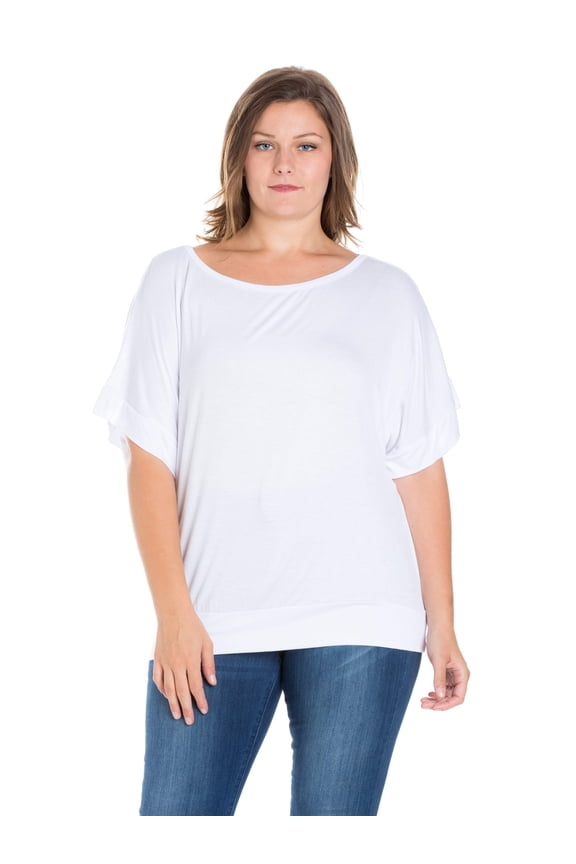 Plus Size Short Sleeve Dolman Style Top