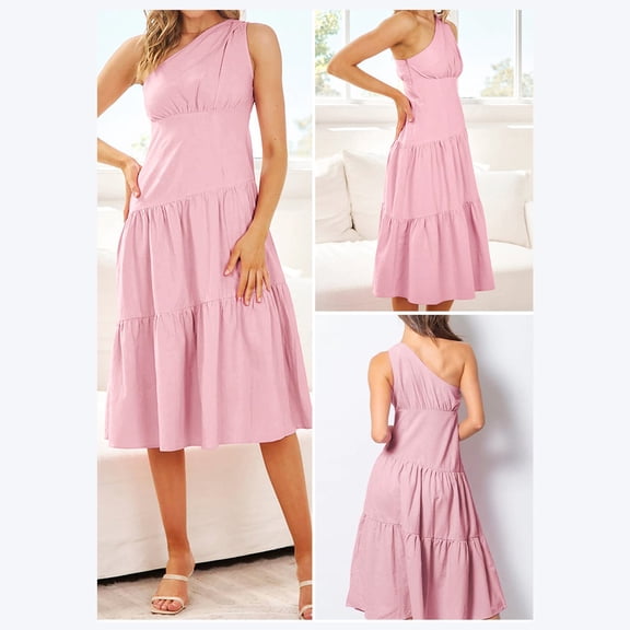 Viikei Plus Size Short Sleeve Dress for Women Printed V-Neck Loose Knee-Length Dress