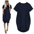 thumbnail image 1 of Plus Size Short Sleeve Dress for WomenOversized Baggy Pocket Pullover Midi Dresses, 1 of 3