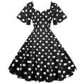 thumbnail image 1 of Viikei Plus Size Short Sleeve Dress for WomenPolka Dot V-Neck High-Waisted Party Dresses, 1 of 8