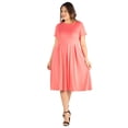 thumbnail image 1 of Plus Size Short Sleeve Fit N Flare Pocket Midi Dress, 1 of 7