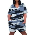 thumbnail image 1 of Plus Size Short Sleeve Rompers for Women Summer Loose Fit V Neck Camo T Shirt Romper Shorts with Pockets XL-5XL (2XL, Grey Camo), 1 of 5