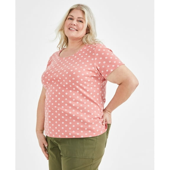 Plus Size Short-Sleeve Scoop Neck Printed Top  Rain Cool Dusk 0X