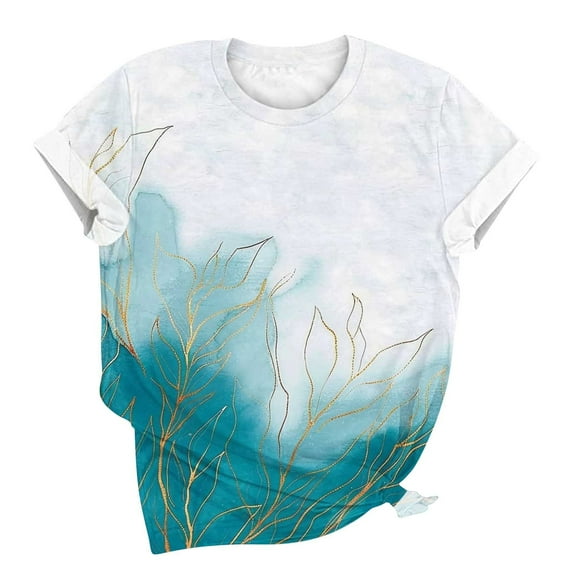 Plus Size Short Sleeve T-shirts for Women Floral Printed Graphic Tee Crew Neck Loose Fit Summer Casual Tops (2XL, White 01)